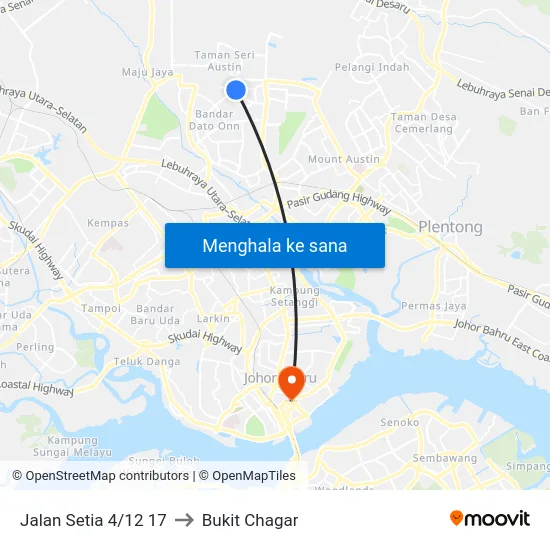 Jalan Setia 4/12 17 to Bukit Chagar map