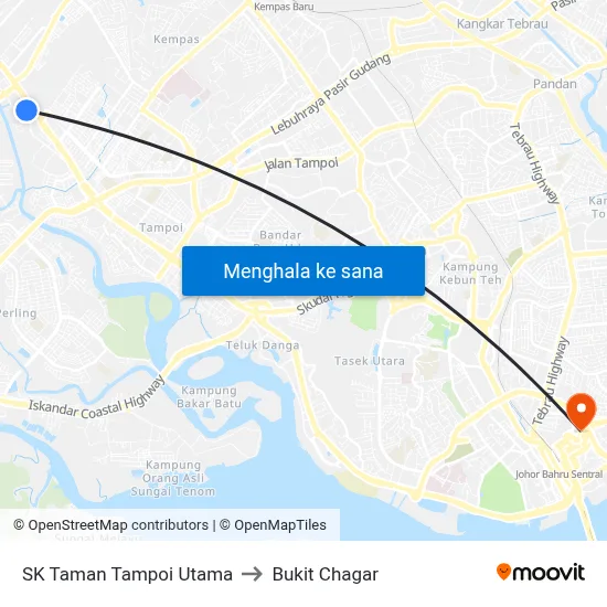 SK Taman Tampoi Utama to Bukit Chagar map