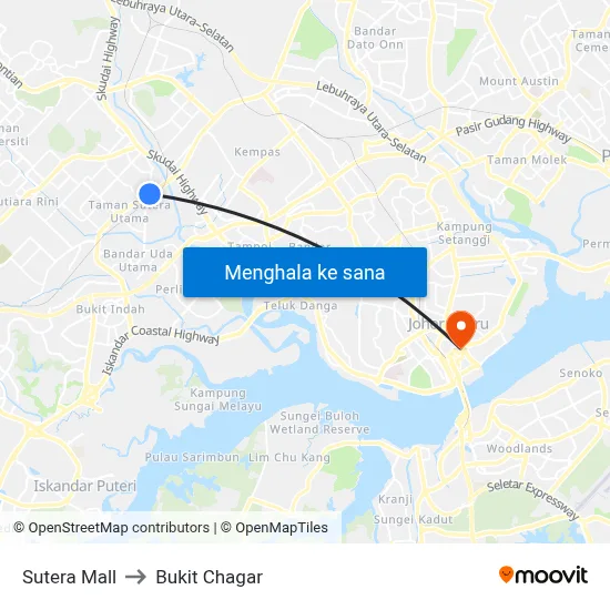Sutera Mall to Bukit Chagar map