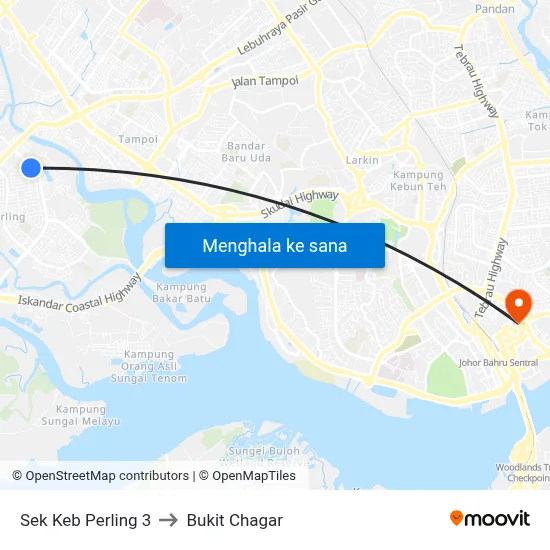 Sek Keb Perling 3 to Bukit Chagar map