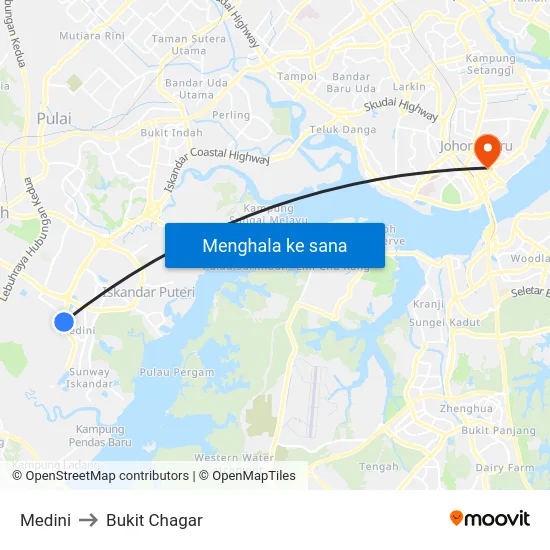 Medini to Bukit Chagar map