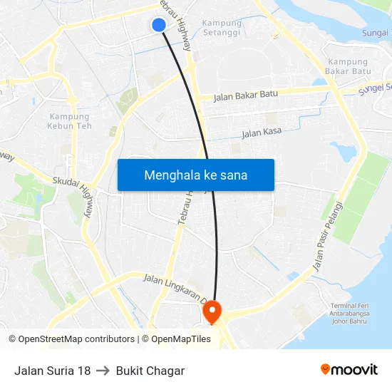Jalan Suria 18 to Bukit Chagar map