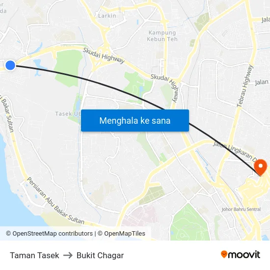 Taman Tasek to Bukit Chagar map