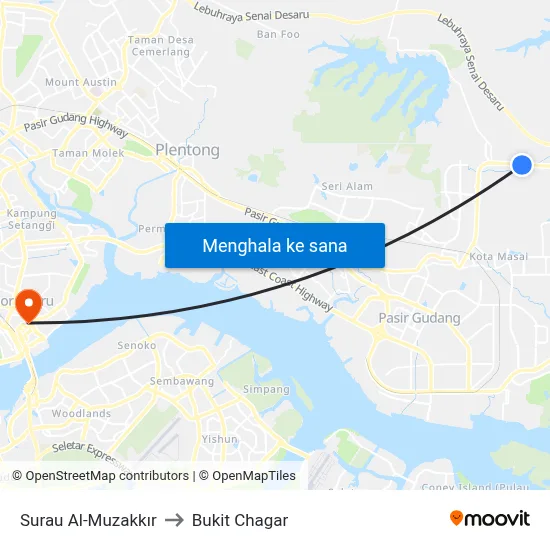 Surau Al-Muzakkır to Bukit Chagar map