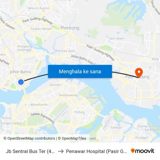 Jb Sentral Bus Ter (47711) to Penawar Hospital (Pasir Gudang) map