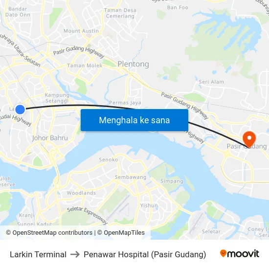 Larkin Terminal to Penawar Hospital (Pasir Gudang) map