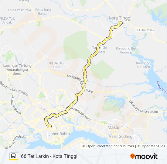 Bus Route 66 Map 66 Route: Schedules, Stops & Maps - 66 Ter Larkin - Kota Tinggi (Updated)