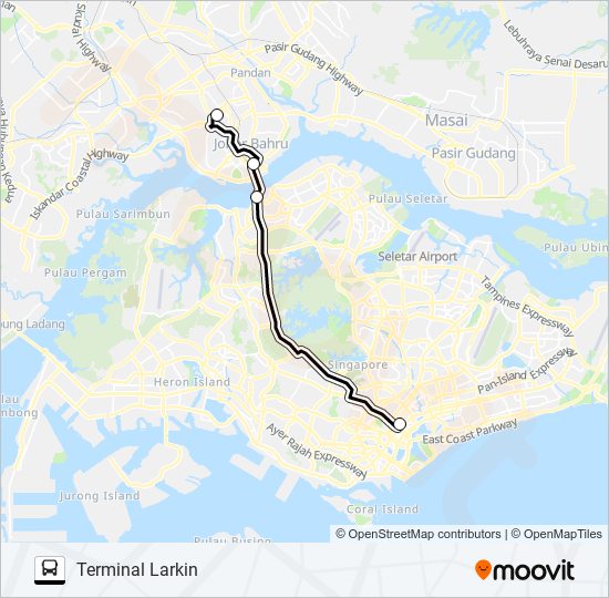 Peta Laluan bas SJE (SINGAPORE-JOHORE EXPRESS)
