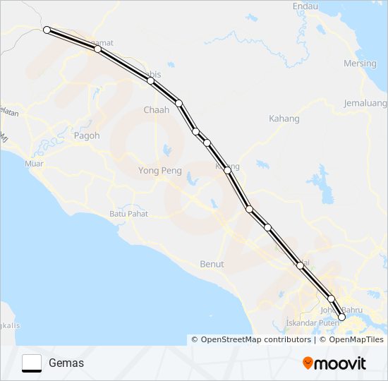 GEMAS - JB SENTRAL SHUTTLE train Line Map