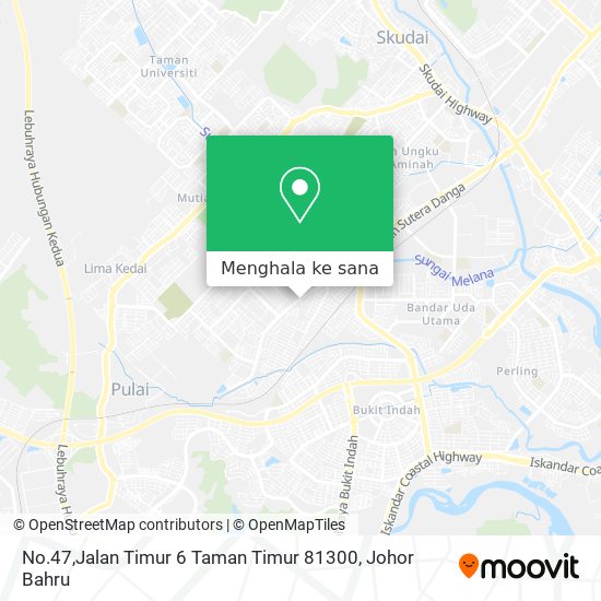 Peta No.47,Jalan Timur 6 Taman Timur 81300