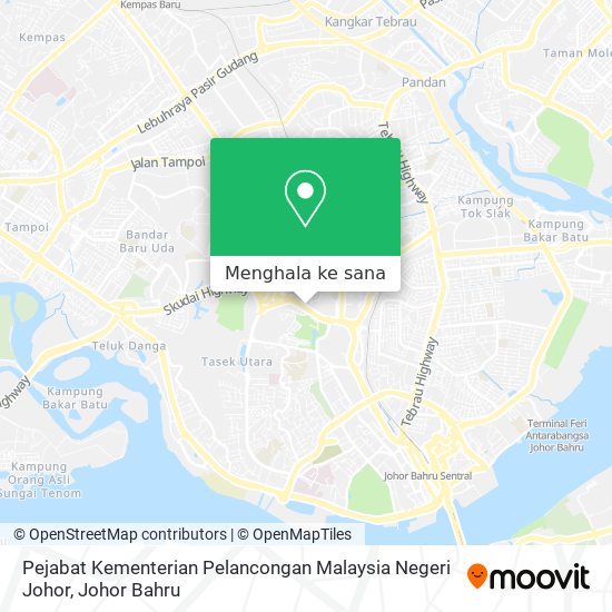 Peta Pejabat Kementerian Pelancongan Malaysia Negeri Johor