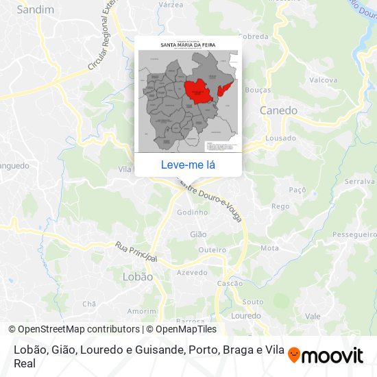 Lobão, Gião, Louredo e Guisande mapa