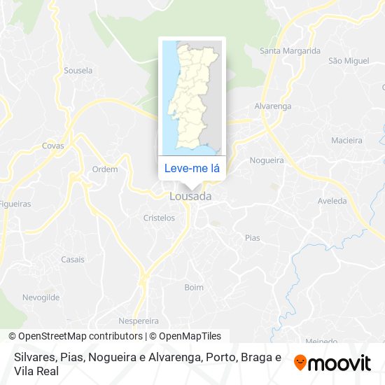 Silvares, Pias, Nogueira e Alvarenga mapa