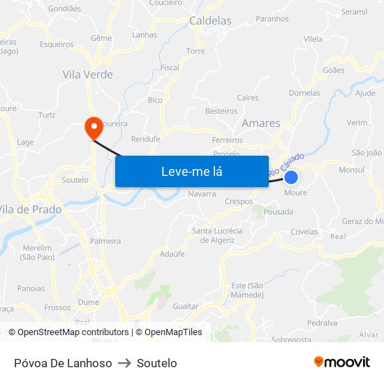 Póvoa De Lanhoso to Soutelo map