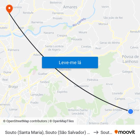 Souto (Santa Maria), Souto (São Salvador) e Gondomar to Soutelo map