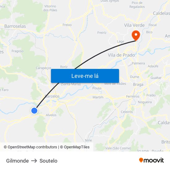 Gilmonde to Soutelo map