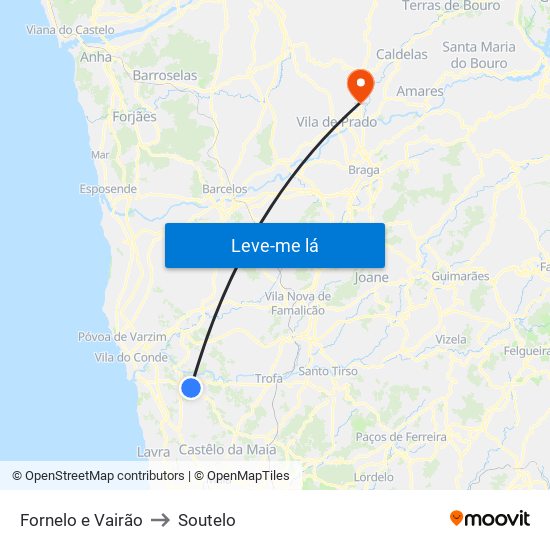 Fornelo e Vairão to Soutelo map