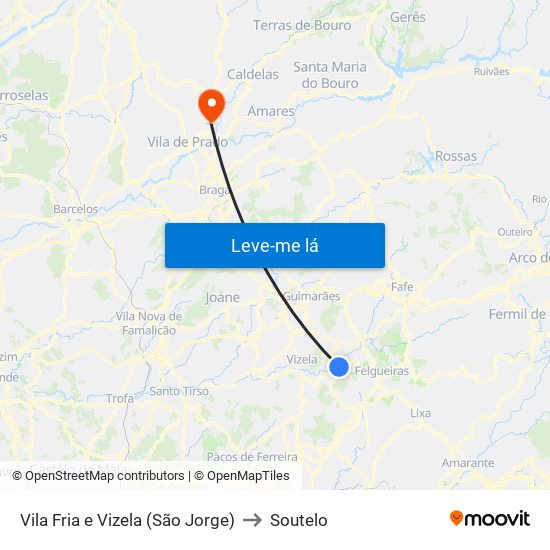 Vila Fria e Vizela (São Jorge) to Soutelo map
