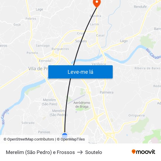 Merelim (São Pedro) e Frossos to Soutelo map
