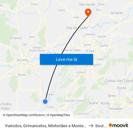 Viatodos, Grimancelos, Minhotães e Monte de Fralães to Soutelo map
