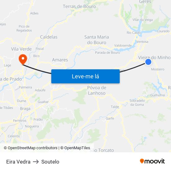 Eira Vedra to Soutelo map