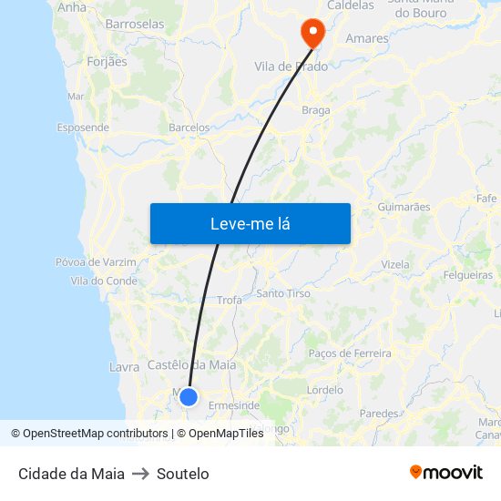 Cidade da Maia to Soutelo map