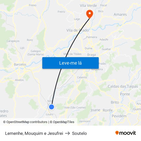 Lemenhe, Mouquim e Jesufrei to Soutelo map