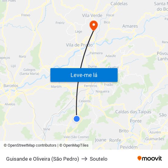 Guisande e Oliveira (São Pedro) to Soutelo map