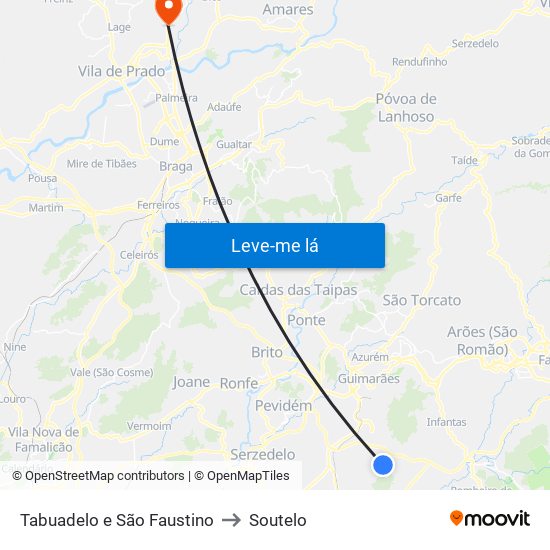 Tabuadelo e São Faustino to Soutelo map