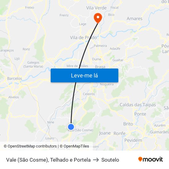 Vale (São Cosme), Telhado e Portela to Soutelo map