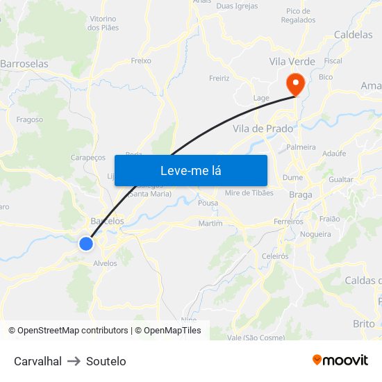 Carvalhal to Soutelo map