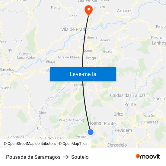 Pousada de Saramagos to Soutelo map