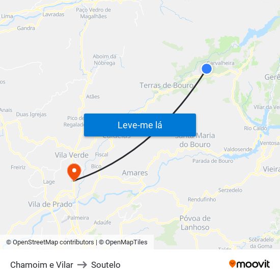Chamoim e Vilar to Soutelo map