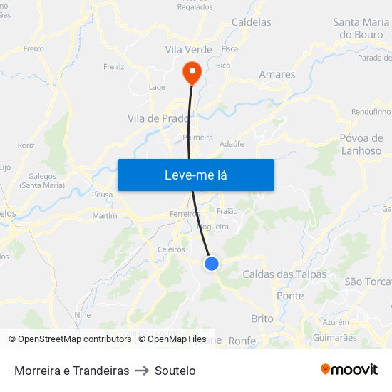 Morreira e Trandeiras to Soutelo map