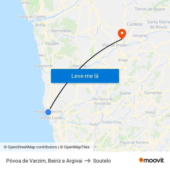 Póvoa de Varzim, Beiriz e Argivai to Soutelo map