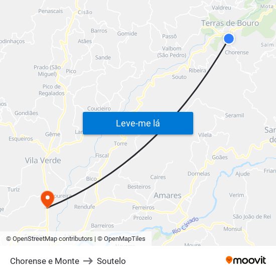 Chorense e Monte to Soutelo map