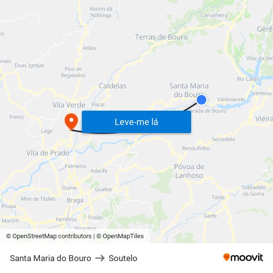 Santa Maria do Bouro to Soutelo map