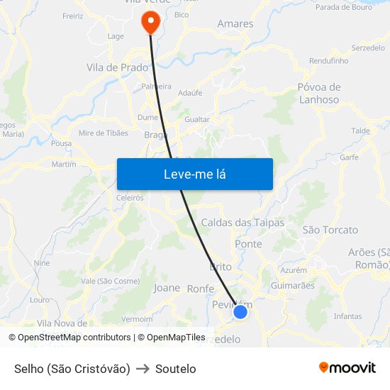 Selho (São Cristóvão) to Soutelo map