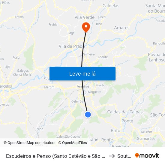 Escudeiros e Penso (Santo Estêvão e São Vicente) to Soutelo map