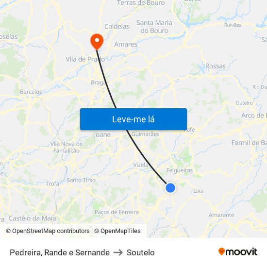 Pedreira, Rande e Sernande to Soutelo map
