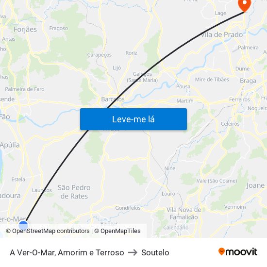 A Ver-O-Mar, Amorim e Terroso to Soutelo map
