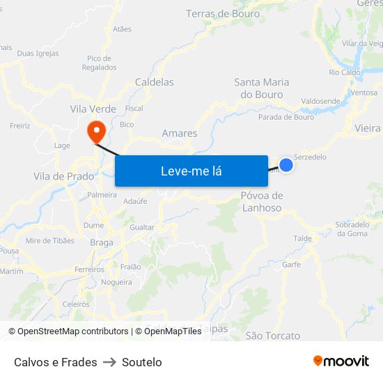 Calvos e Frades to Soutelo map