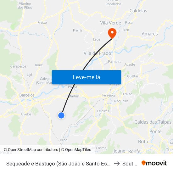 Sequeade e Bastuço (São João e Santo Estêvão) to Soutelo map