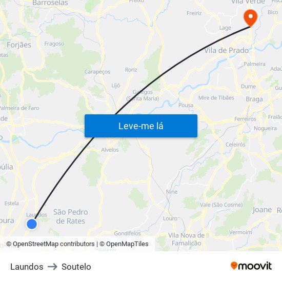 Laundos to Soutelo map
