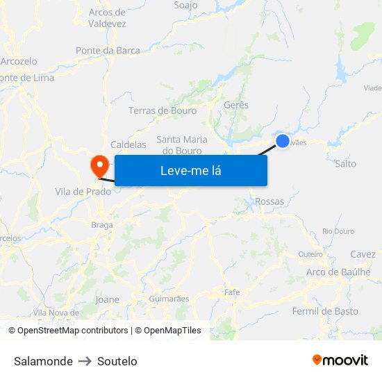 Salamonde to Soutelo map