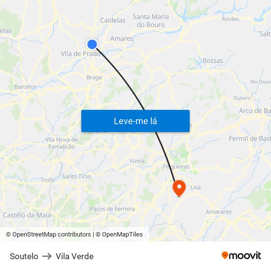 Soutelo to Vila Verde map