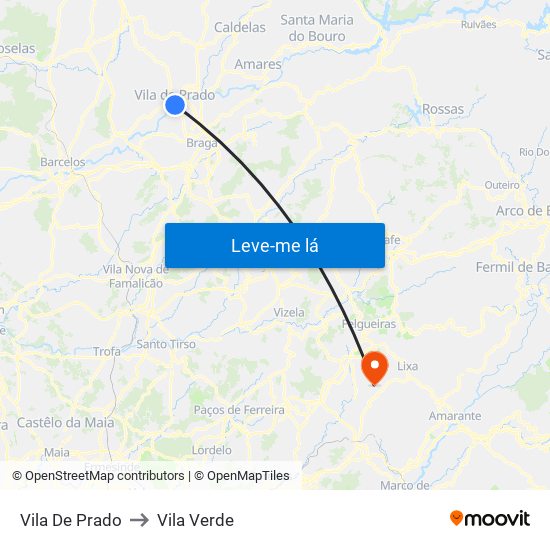 Vila De Prado to Vila Verde map