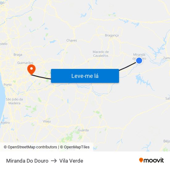 Miranda Do Douro to Vila Verde map