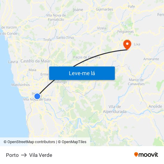 Porto to Vila Verde map