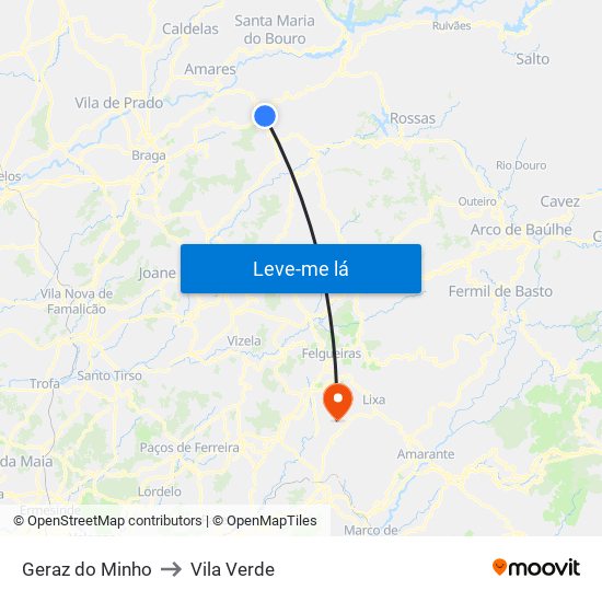 Geraz do Minho to Vila Verde map